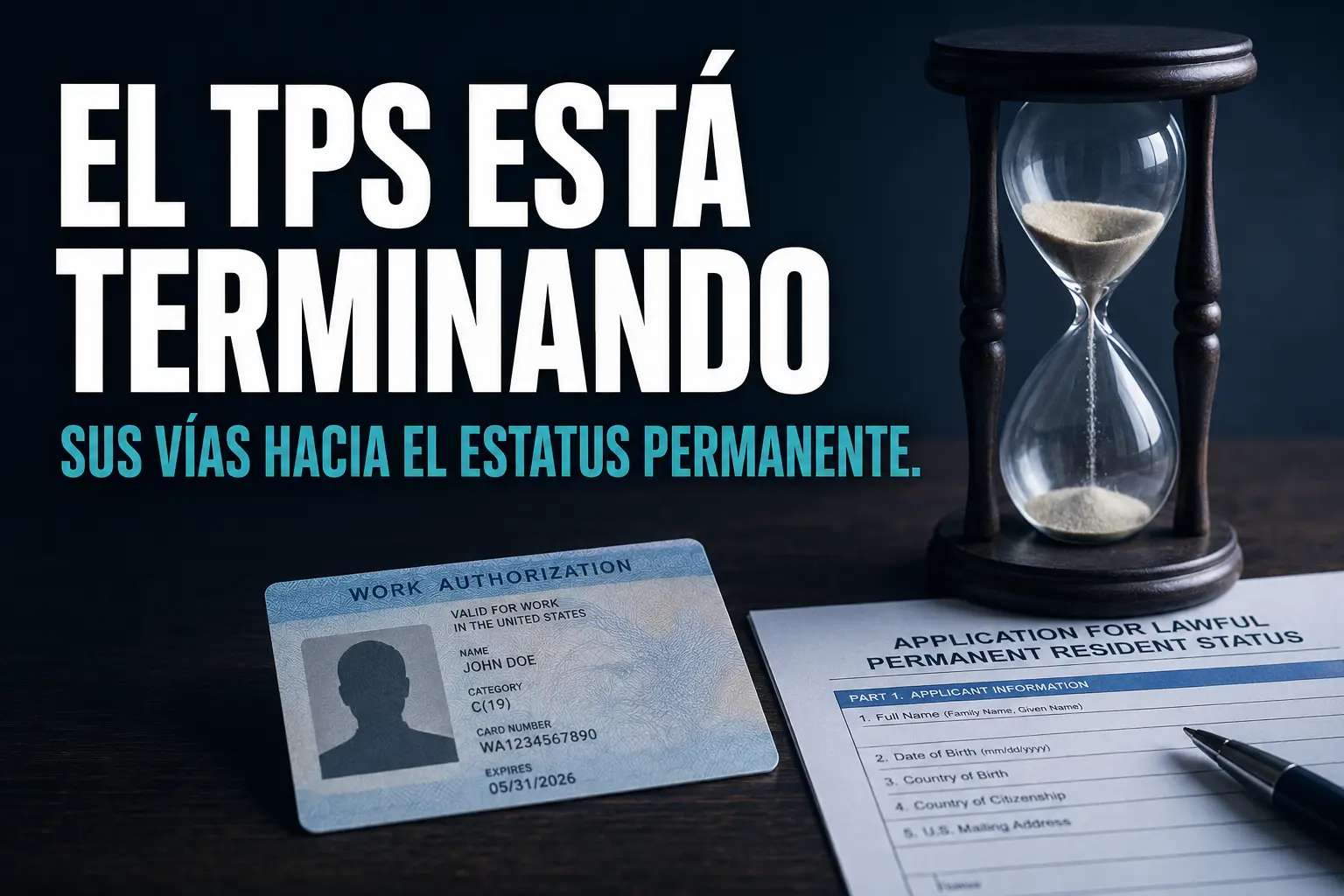 Permiso de trabajo por vencer junto a una solicitud de residencia permanente sobre un escritorio