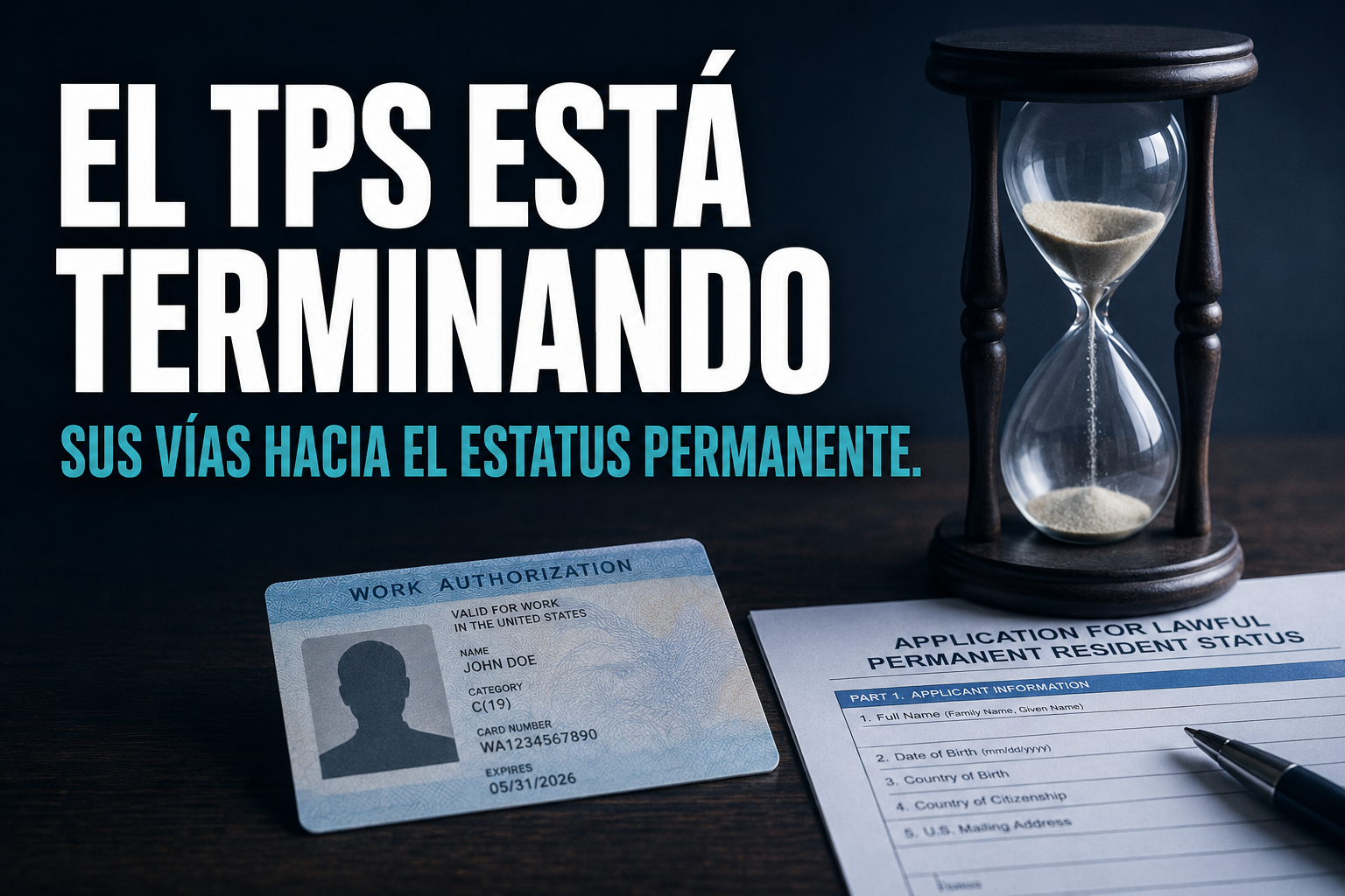 Permiso de trabajo por vencer junto a una solicitud de residencia permanente sobre un escritorio