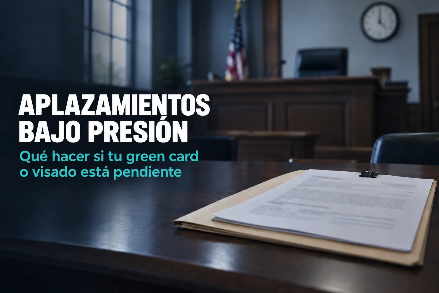 Aplazamiento en la corte de inmigración: expediente sobre la mesa del demandado