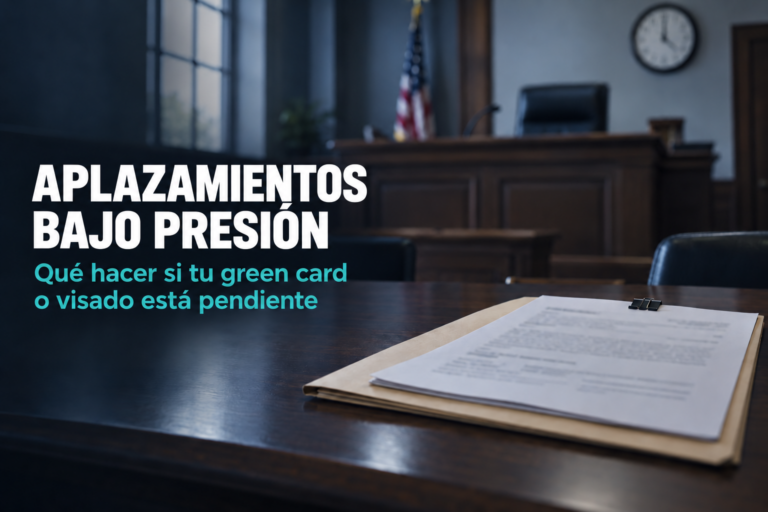 Aplazamiento en la corte de inmigración: expediente sobre la mesa del demandado