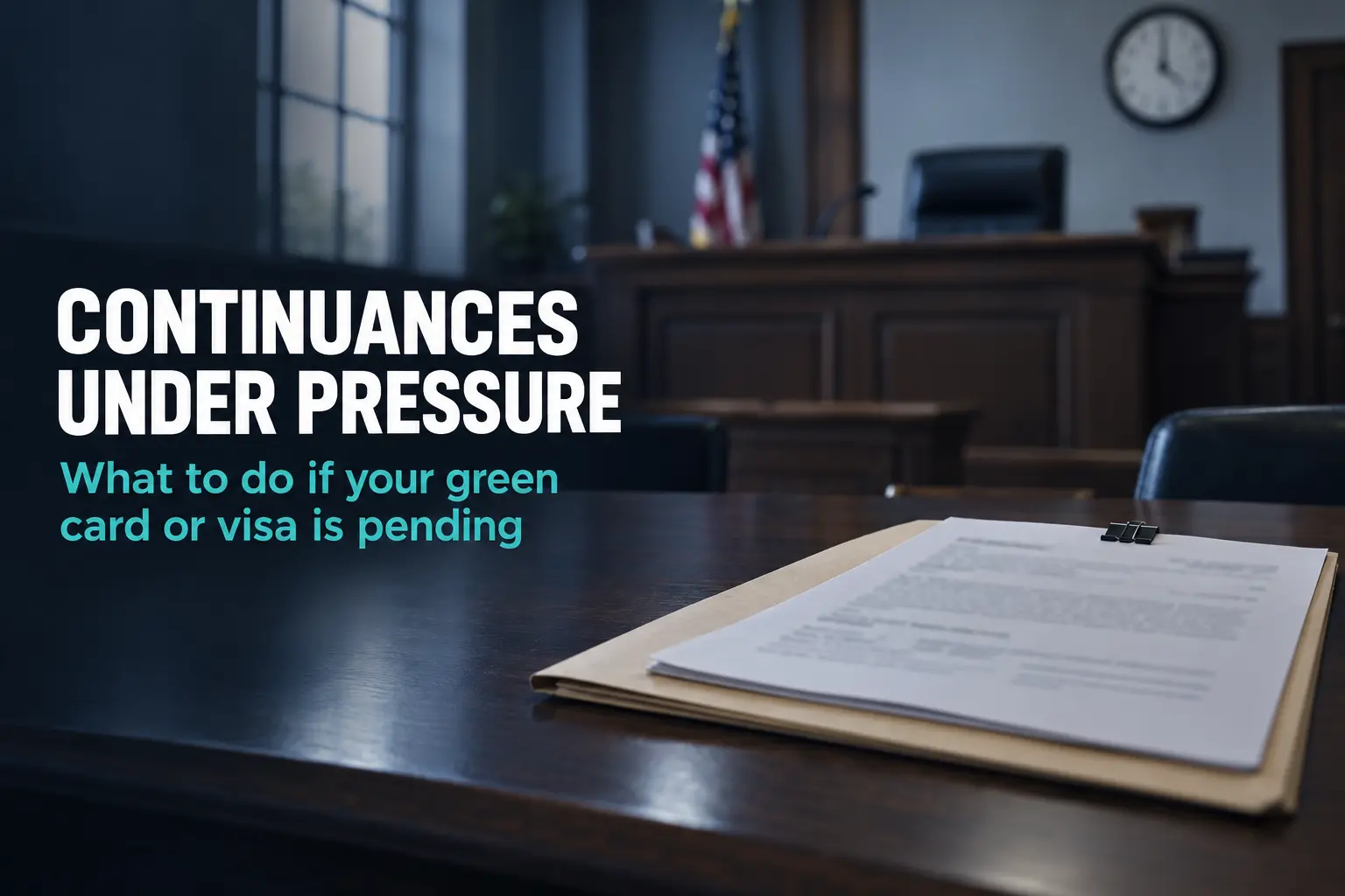 Continuance in immigration court: closed case file on the respondent's table