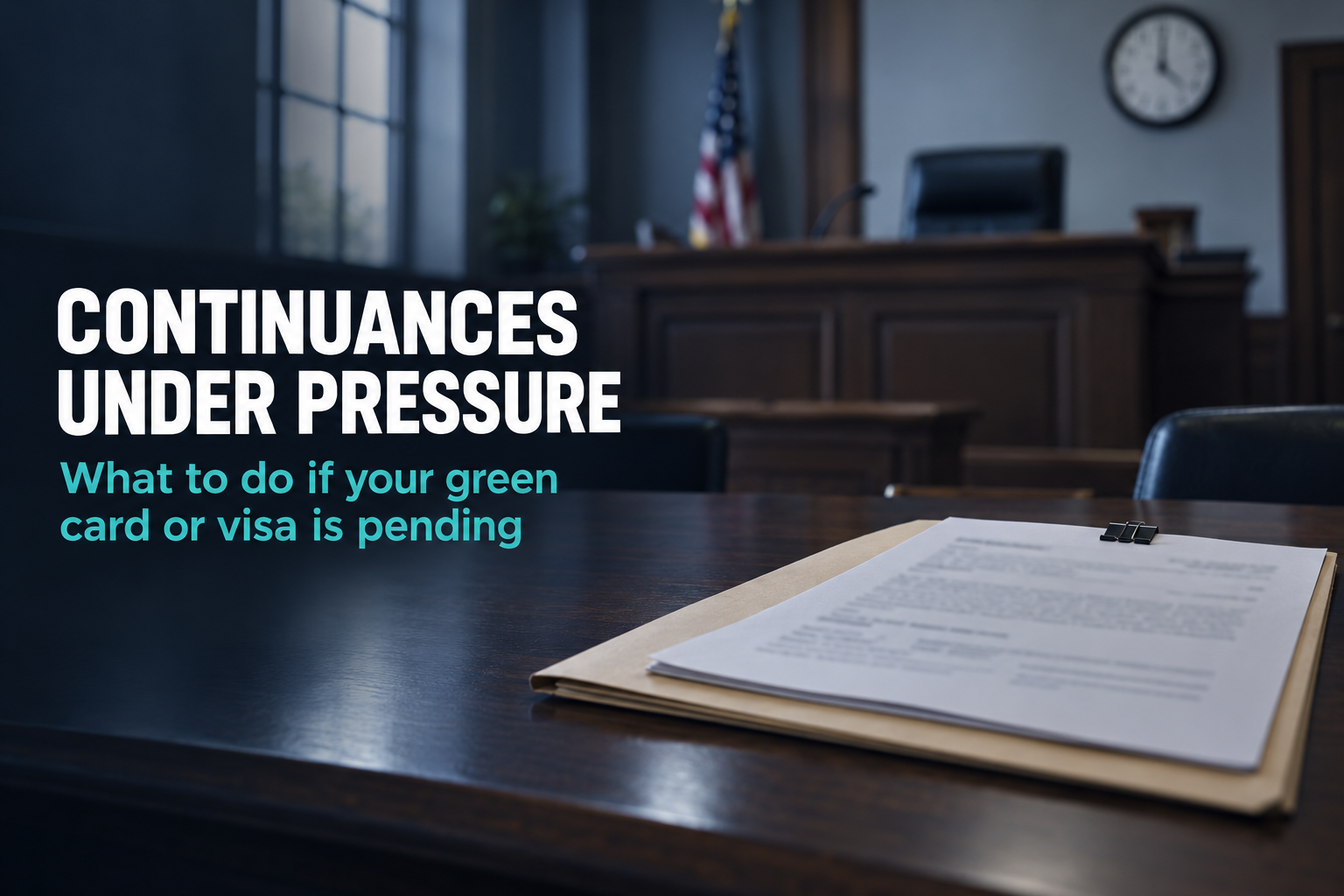 Continuance in immigration court: closed case file on the respondent's table