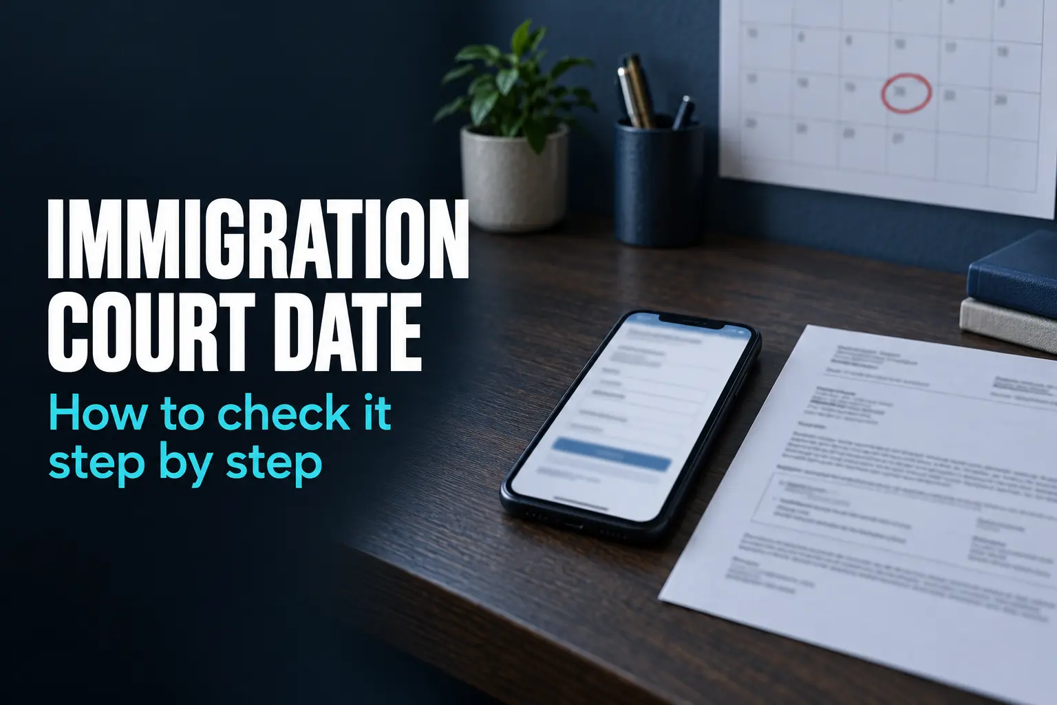 Checking an immigration court date on a phone